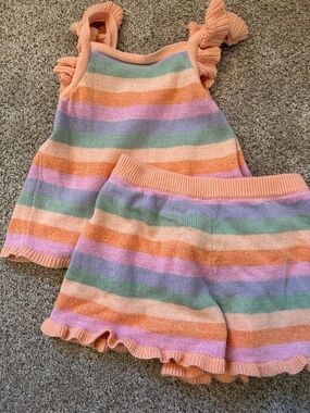 GAP Girls Knit Tank & Shorts Set in Peach, Lavender, Mint, Coral